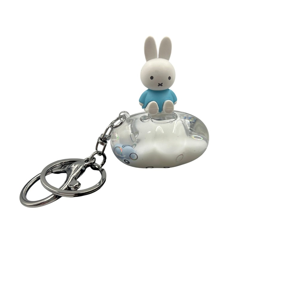 Miffy Blue Outfit Figure Keychain Clear Bubble Charm Mercis bv Bunny Accessory